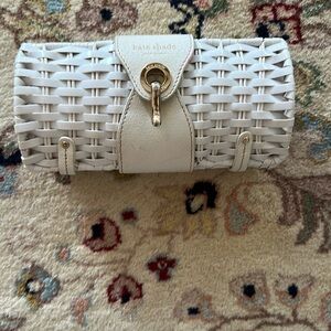 Kate Spade White Woven Clutch